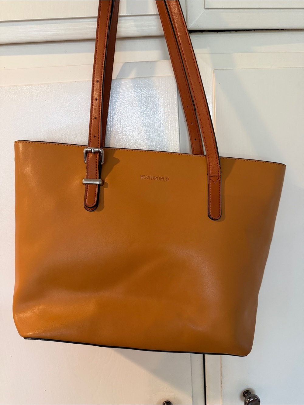 Westbronco learher, Caramel color Tote Bag with Adjustable Straps